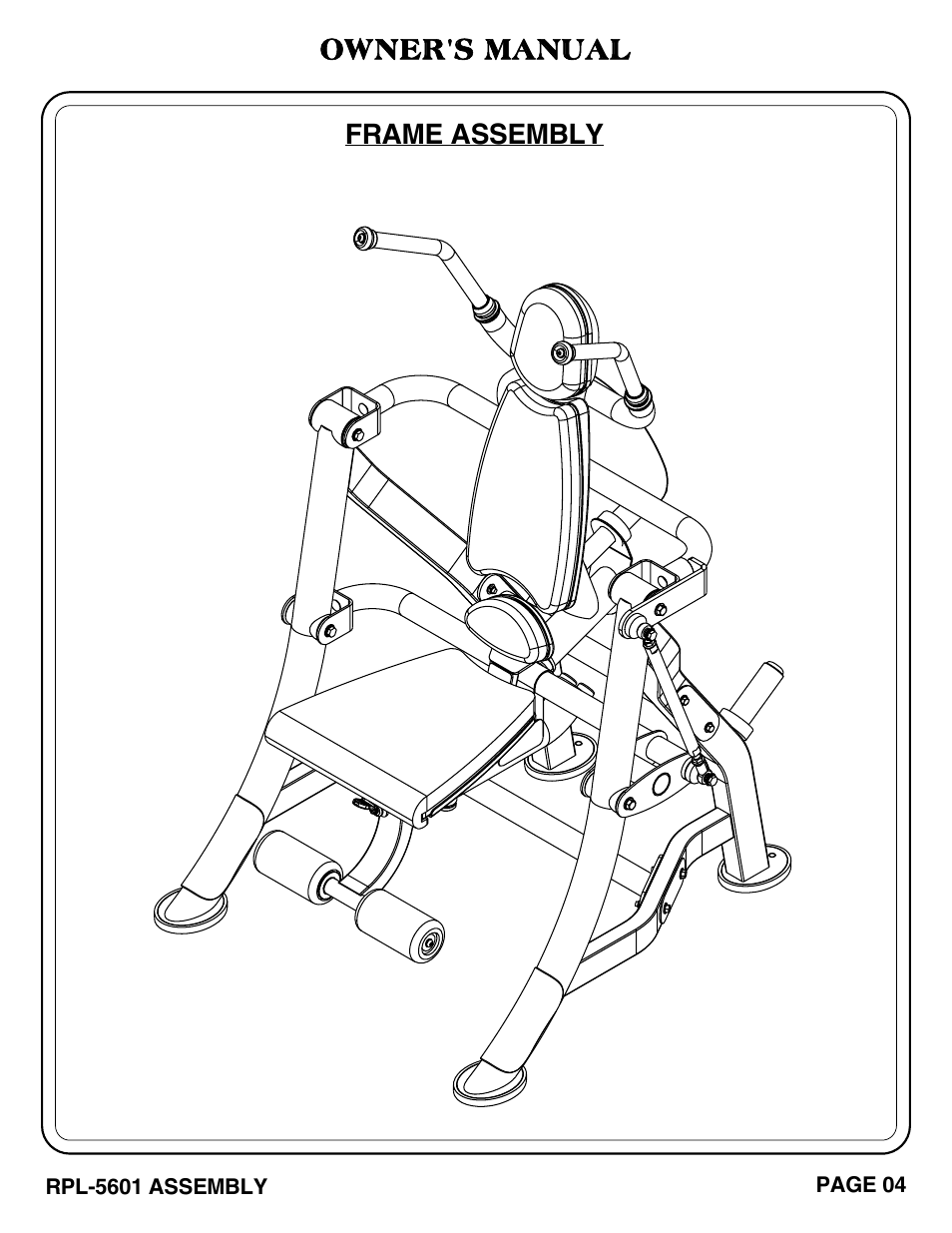 Owner's manual, Frame assembly | Hoist Fitness RPL-5601 User Manual | Page 5 / 31