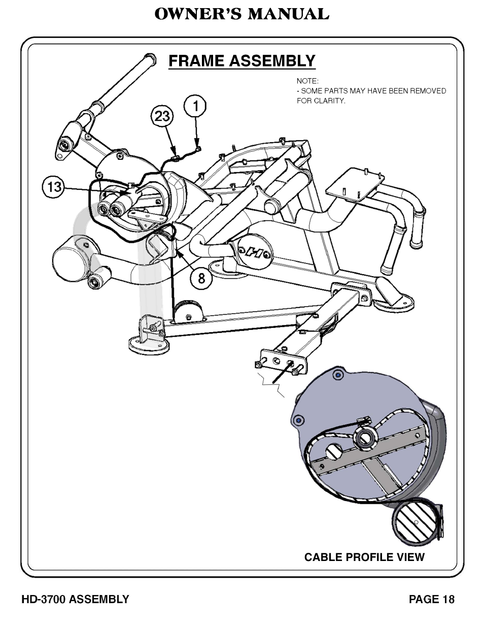 Owner’s manual frame assembly | Hoist Fitness RS‐1408 User Manual | Page 19 / 57