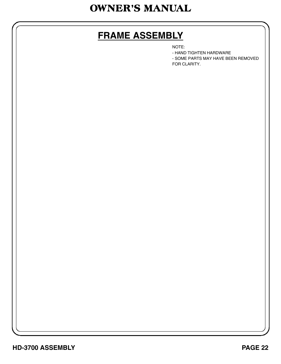 Owner’s manual frame assembly | Hoist Fitness RS‐1408 User Manual | Page 23 / 57