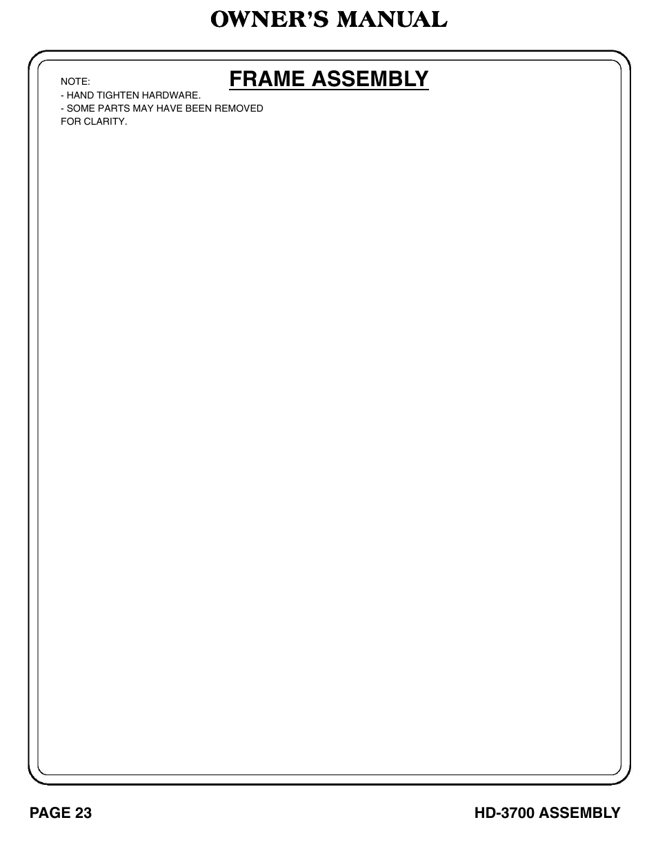 Owner’s manual frame assembly | Hoist Fitness RS‐1408 User Manual | Page 24 / 57