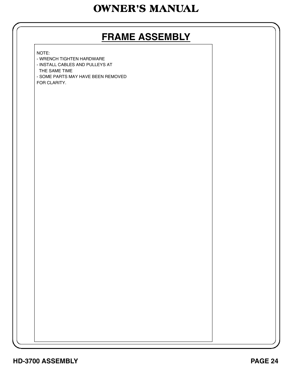 Owner’s manual frame assembly | Hoist Fitness RS‐1408 User Manual | Page 25 / 57