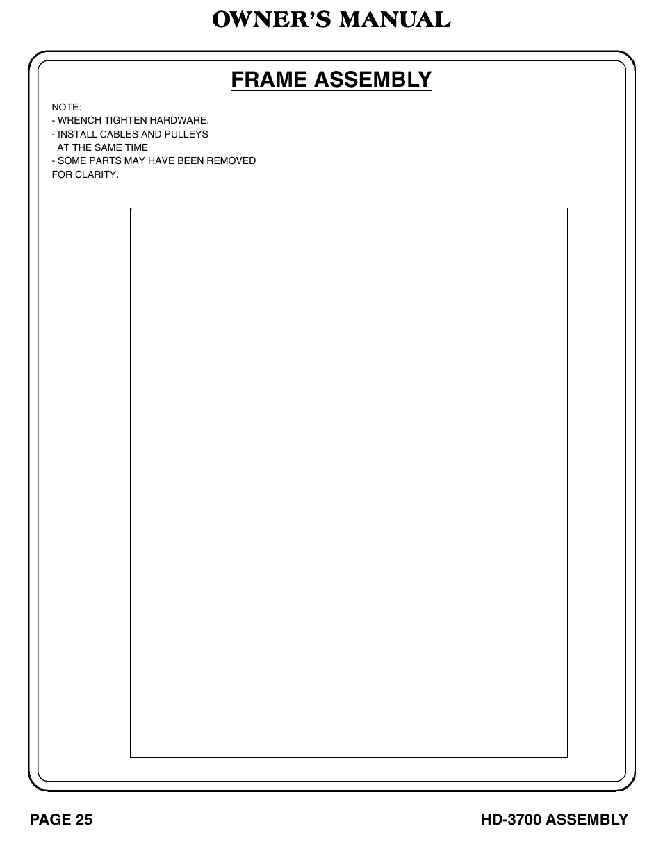 Owner’s manual frame assembly | Hoist Fitness RS‐1408 User Manual | Page 26 / 57