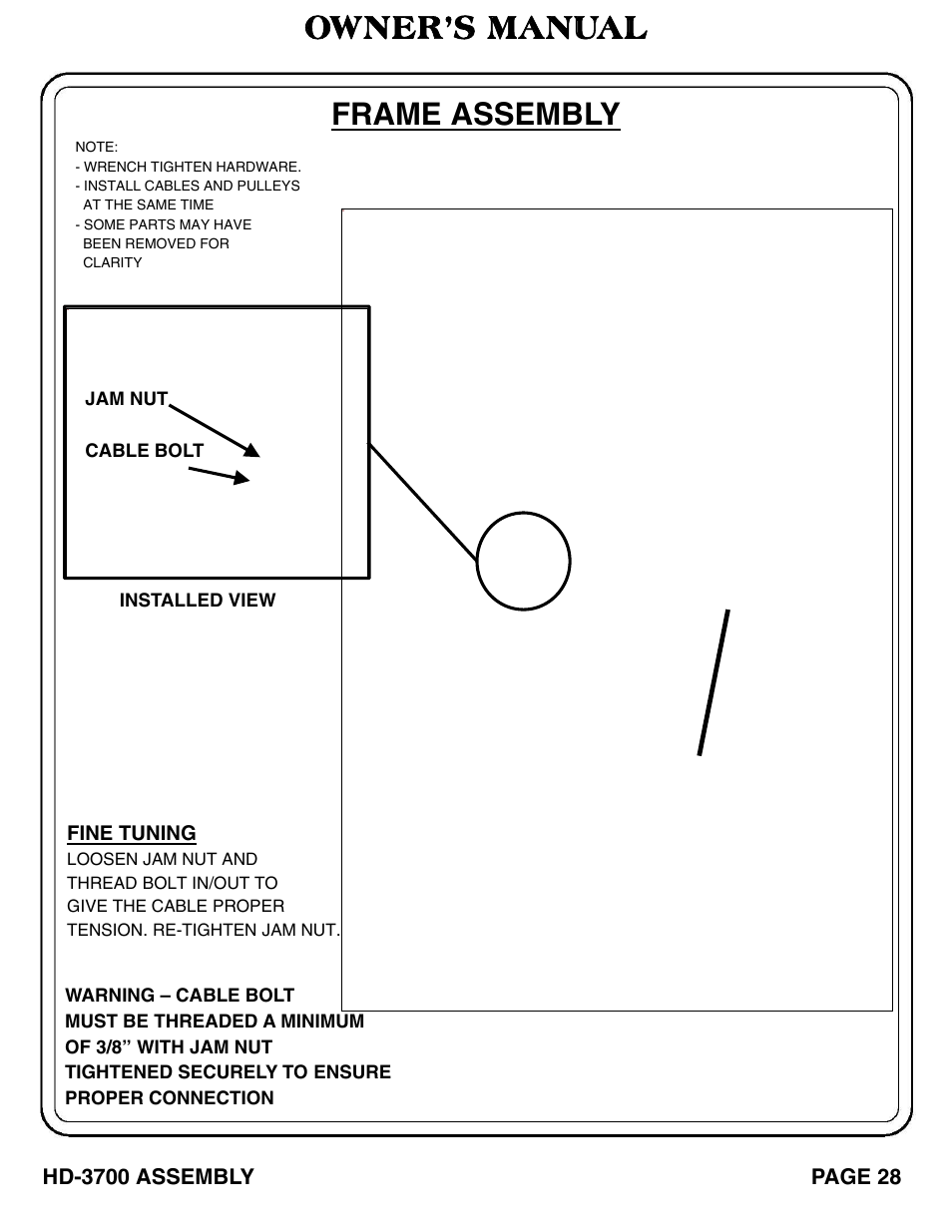 Owner’s manual frame assembly | Hoist Fitness RS‐1408 User Manual | Page 29 / 57