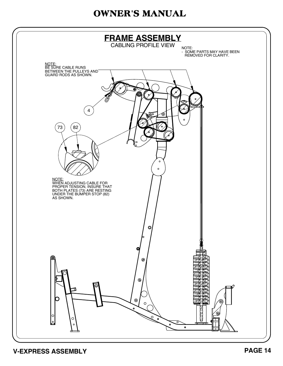 Frame assembly, Owner's manual, V-express assembly page 14 | Hoist Fitness V-EXPRESS User Manual | Page 15 / 71