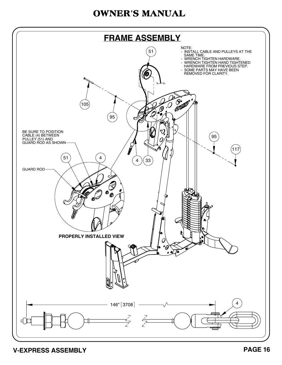 Frame assembly, Owner's manual, V-express assembly page 16 | Hoist Fitness V-EXPRESS User Manual | Page 17 / 71