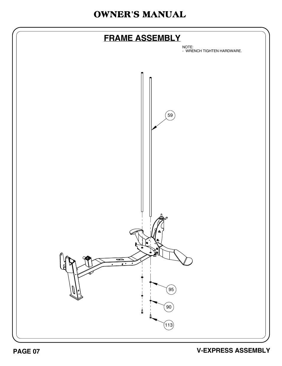 V-express_pg 07-08.pdf, Frame assembly owner's manual | Hoist Fitness V-EXPRESS User Manual | Page 8 / 71