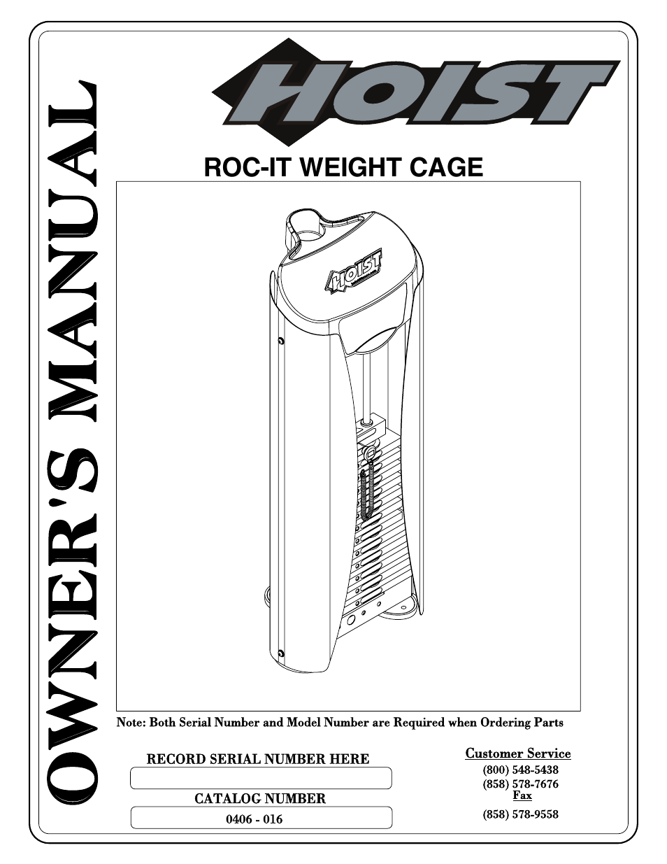 Hoist Fitness ROC-IT WEIGHT CAGE User Manual | 39 pages