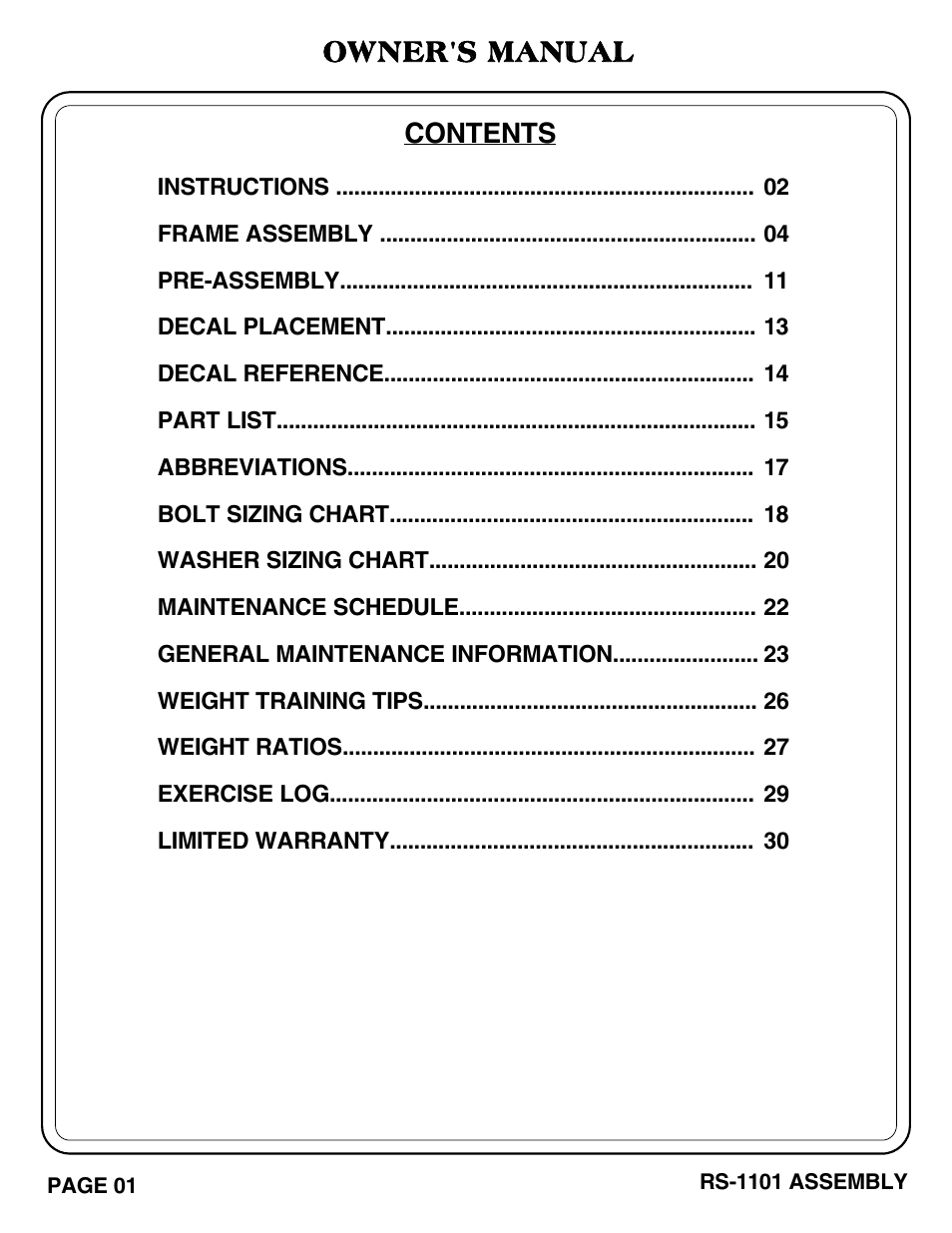 Hoist Fitness RS-1101 User Manual | Page 2 / 31