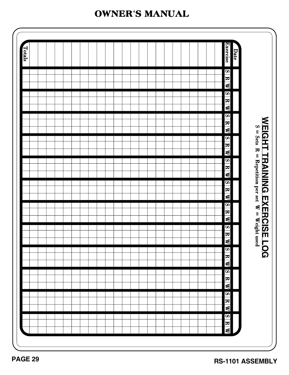 Owner's manual | Hoist Fitness RS-1101 User Manual | Page 30 / 31