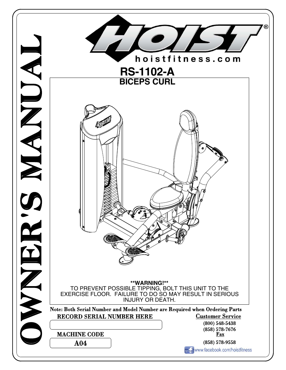 Hoist Fitness RS-1102-A User Manual | 35 pages