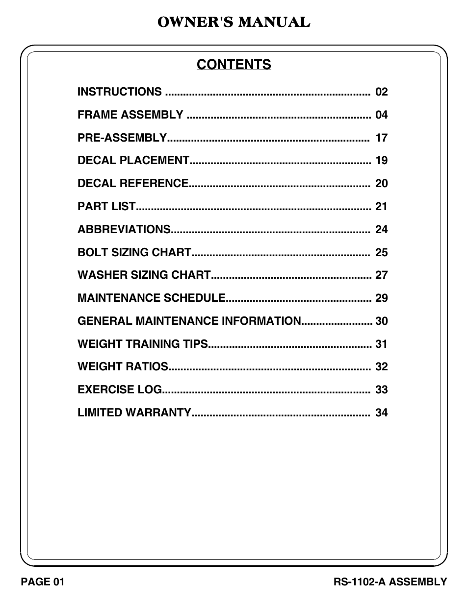 Hoist Fitness RS-1102-A User Manual | Page 2 / 35