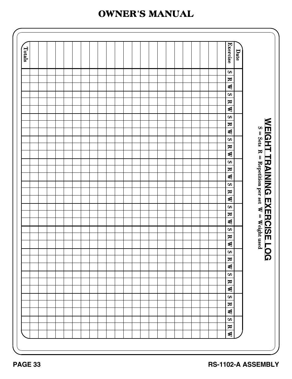 Owner's manual | Hoist Fitness RS-1102-A User Manual | Page 34 / 35