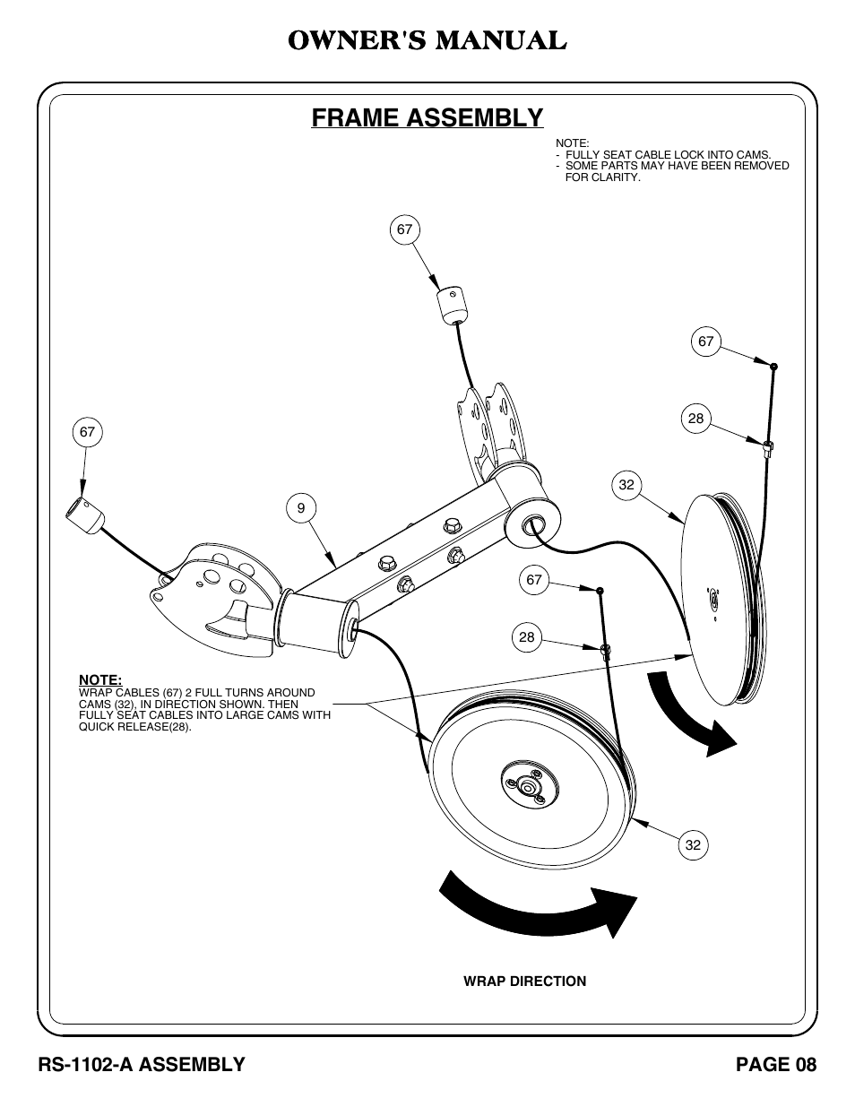 Frame assembly, Owner's manual | Hoist Fitness RS-1102-A User Manual | Page 9 / 35