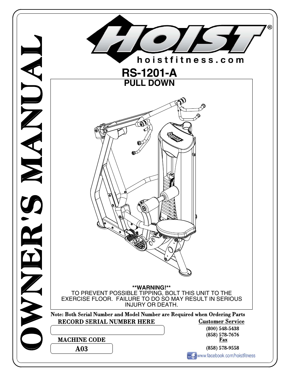 Hoist Fitness RS-1201-A User Manual | 34 pages