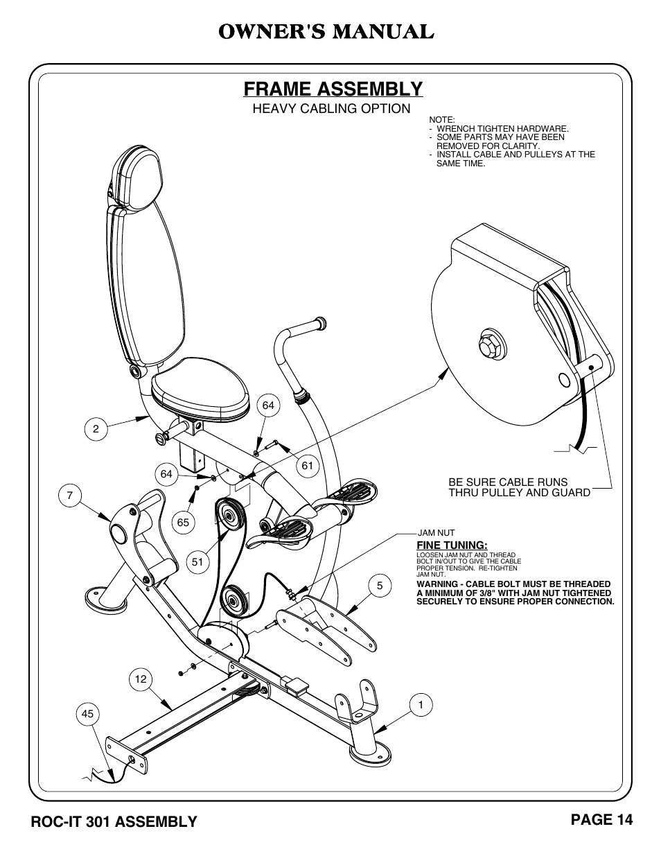 Owner's manual, Frame assembly | Hoist Fitness RS-1301 User Manual | Page 15 / 35