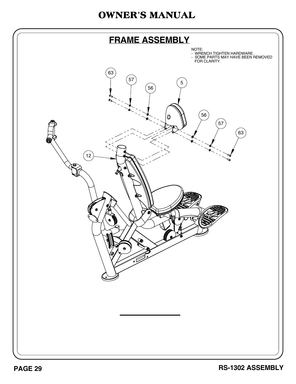 Rs-1302_pg 29-30.pdf, Important, Frame assembly | Owner's manual | Hoist Fitness RS-1302 User Manual | Page 30 / 47