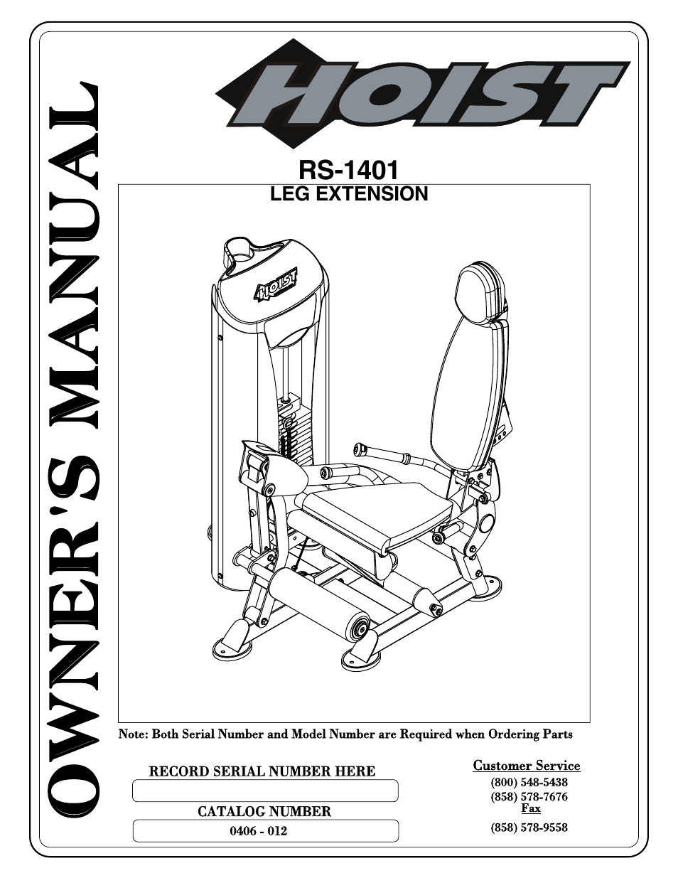 Hoist Fitness RS-1401 User Manual | 37 pages