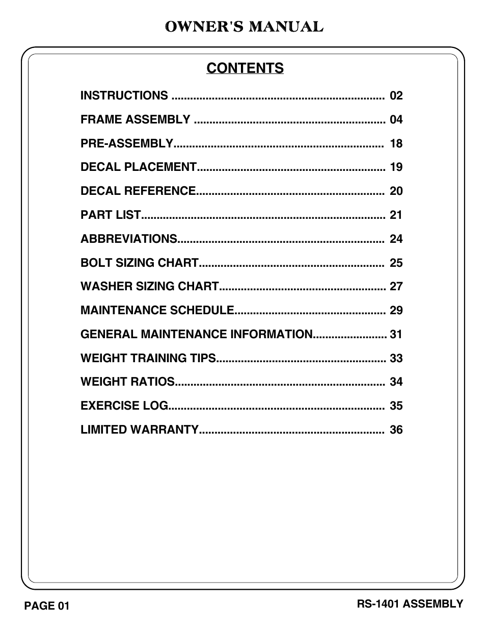 Hoist Fitness RS-1401 User Manual | Page 2 / 37