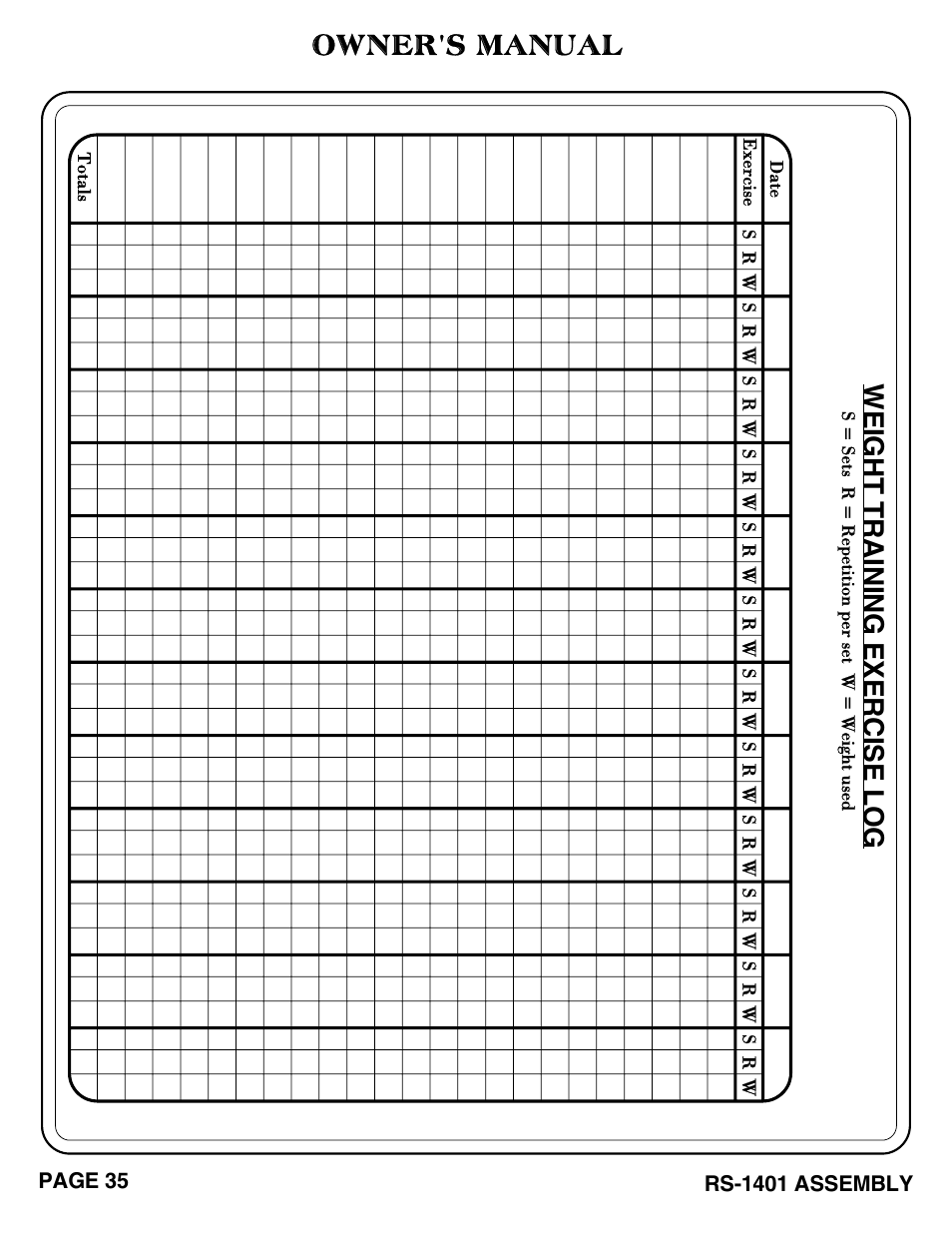 Owner's manual | Hoist Fitness RS-1401 User Manual | Page 36 / 37