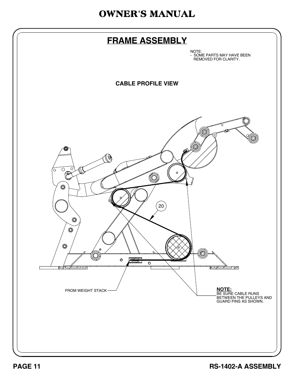 Rs-1402-a_pg 11-12, Frame assembly, Owner's manual | Hoist Fitness RS-1402-A User Manual | Page 12 / 42