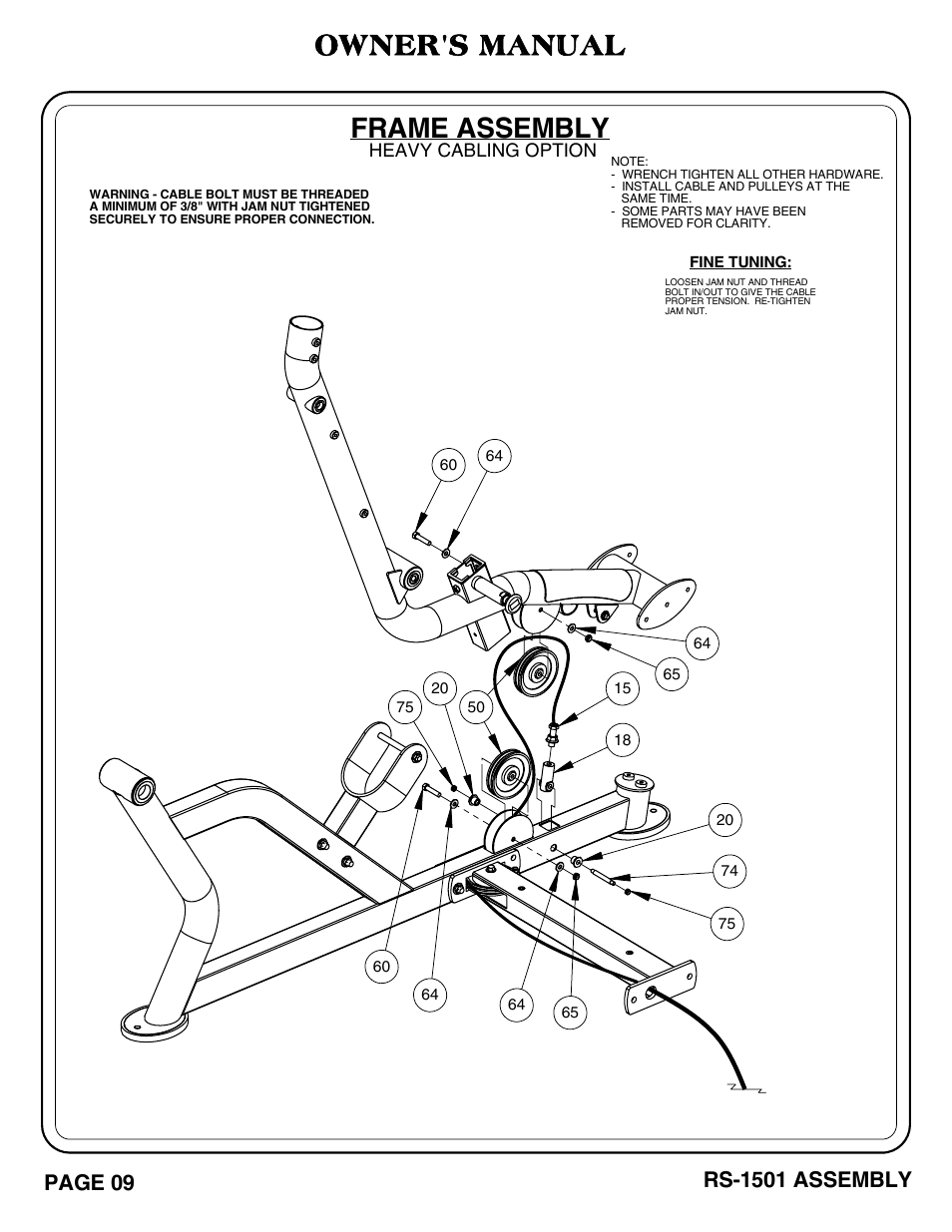 Owner's manual, Frame assembly | Hoist Fitness RS-1501 User Manual | Page 10 / 32