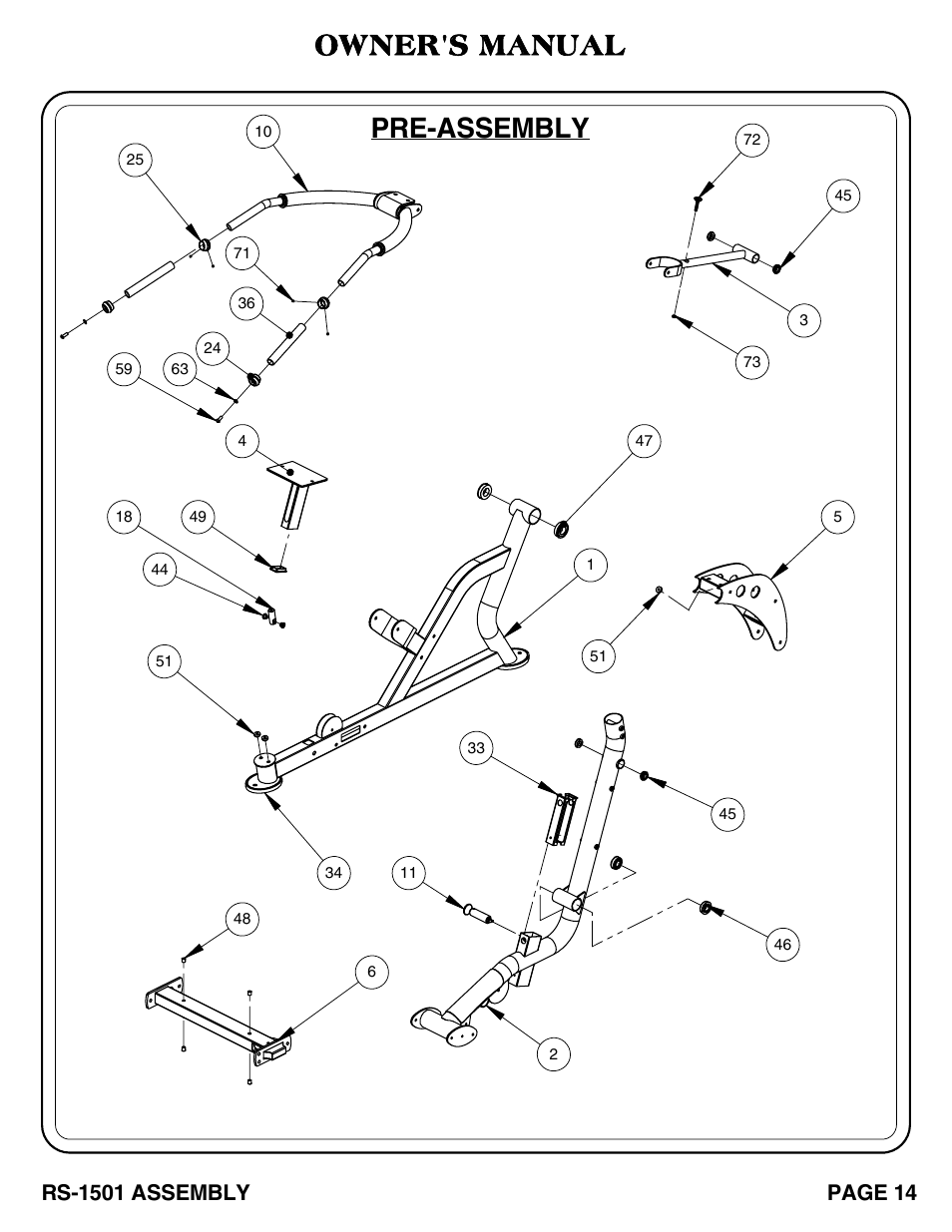 Owner's manual, Pre-assembly | Hoist Fitness RS-1501 User Manual | Page 15 / 32