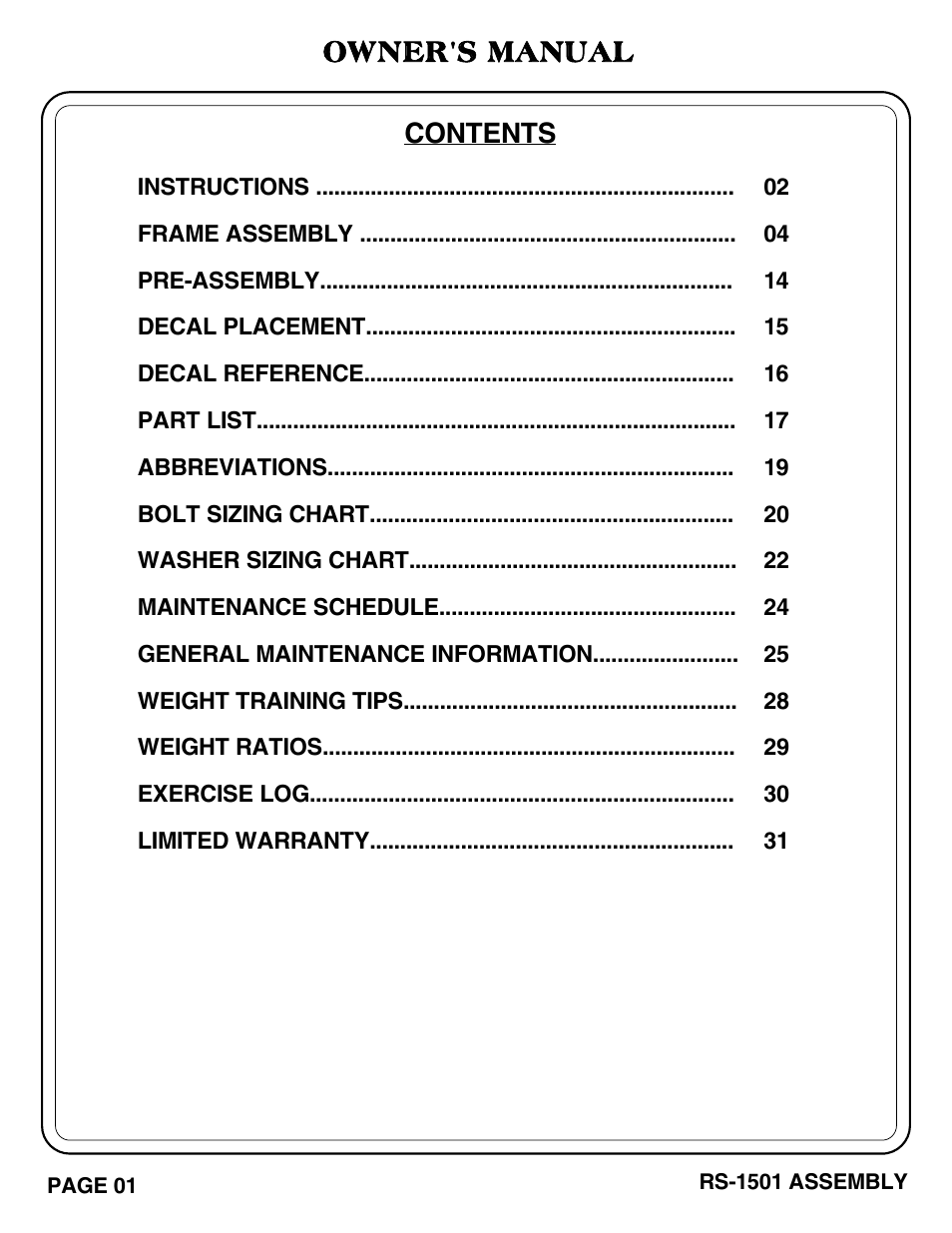 Hoist Fitness RS-1501 User Manual | Page 2 / 32