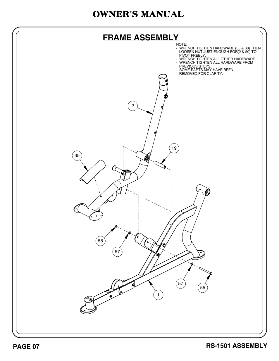 Frame assembly owner's manual | Hoist Fitness RS-1501 User Manual | Page 8 / 32