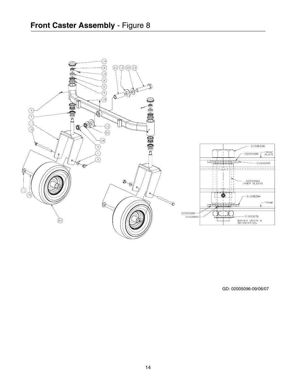 Front caster assembly, Figure 8 | Cub Cadet 53AH8CT4050 User Manual | Page 14 / 28