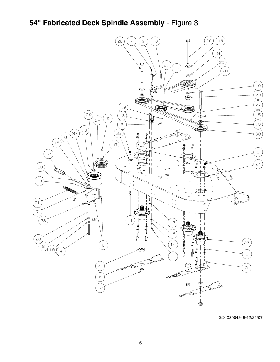 54" fabricated deck spindle assembly - figure 3 | Cub Cadet 53AH8CT4050 User Manual | Page 6 / 28