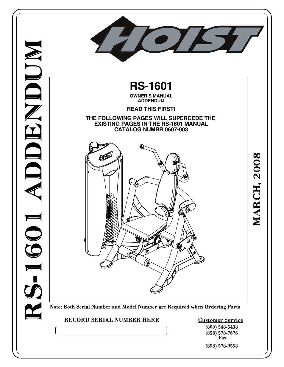 Hoist Fitness RS-1601 User Manual | 41 pages