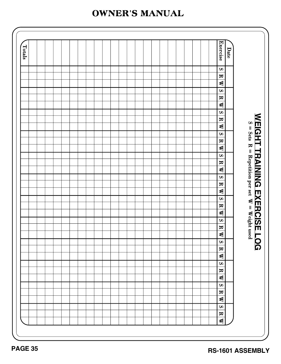 Owner's manual | Hoist Fitness RS-1601 User Manual | Page 40 / 41