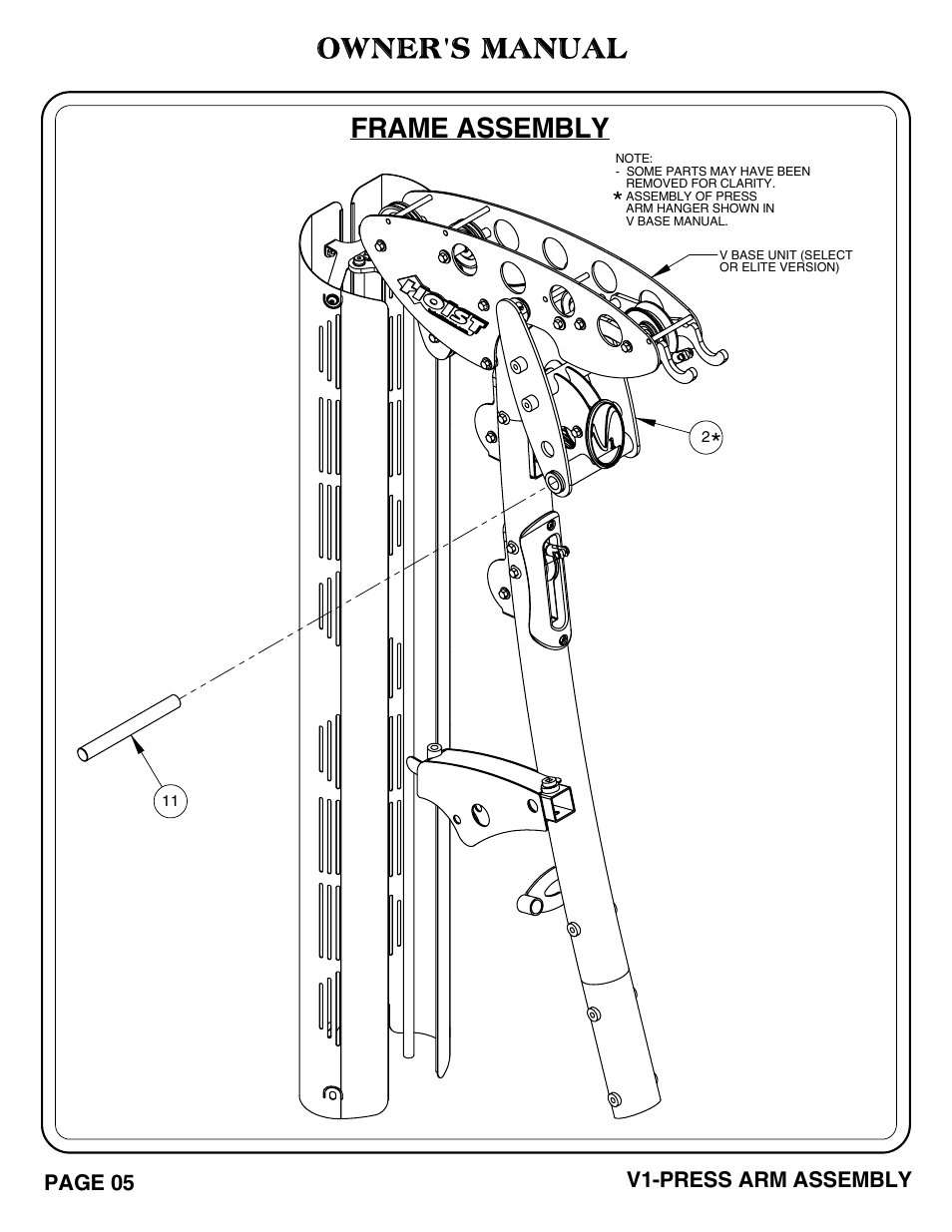 Frame assembly, Owner's manual | Hoist Fitness V1-PRESS ARM User Manual | Page 6 / 25