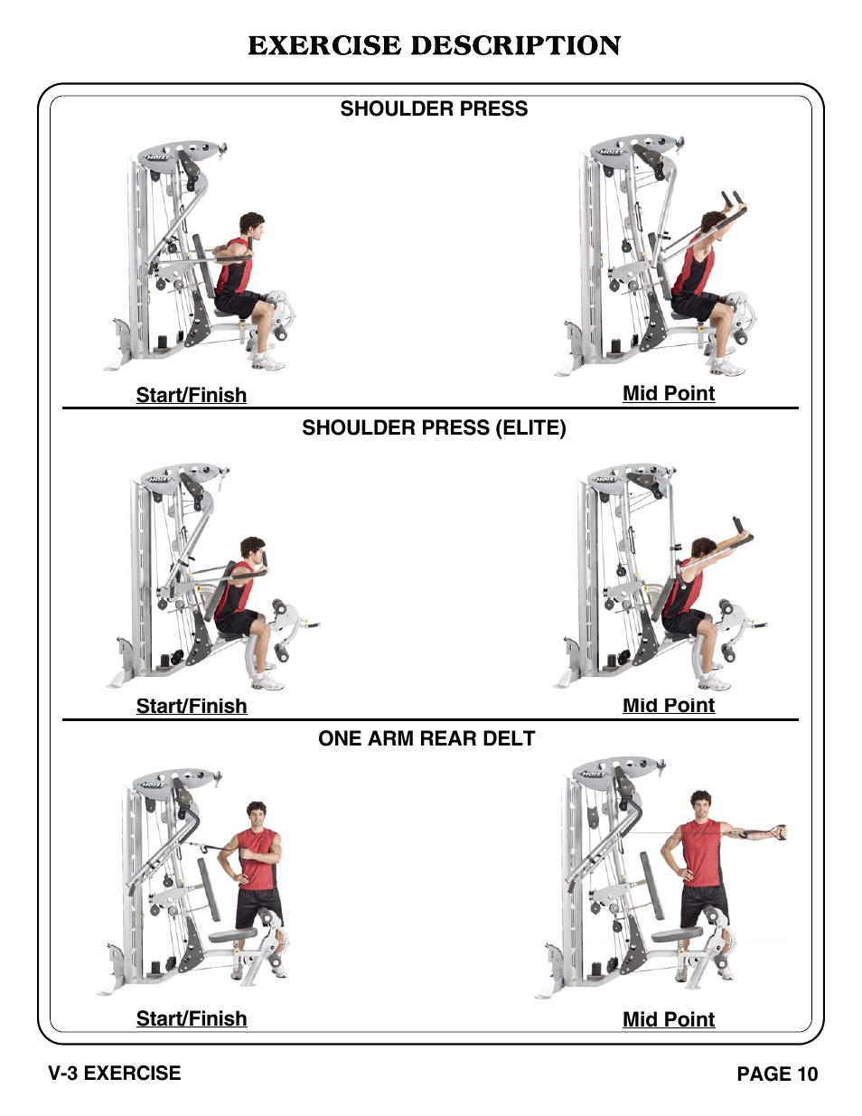 Exercise description | Hoist Fitness V-3 EXERCISE User Manual | Page 11 / 27