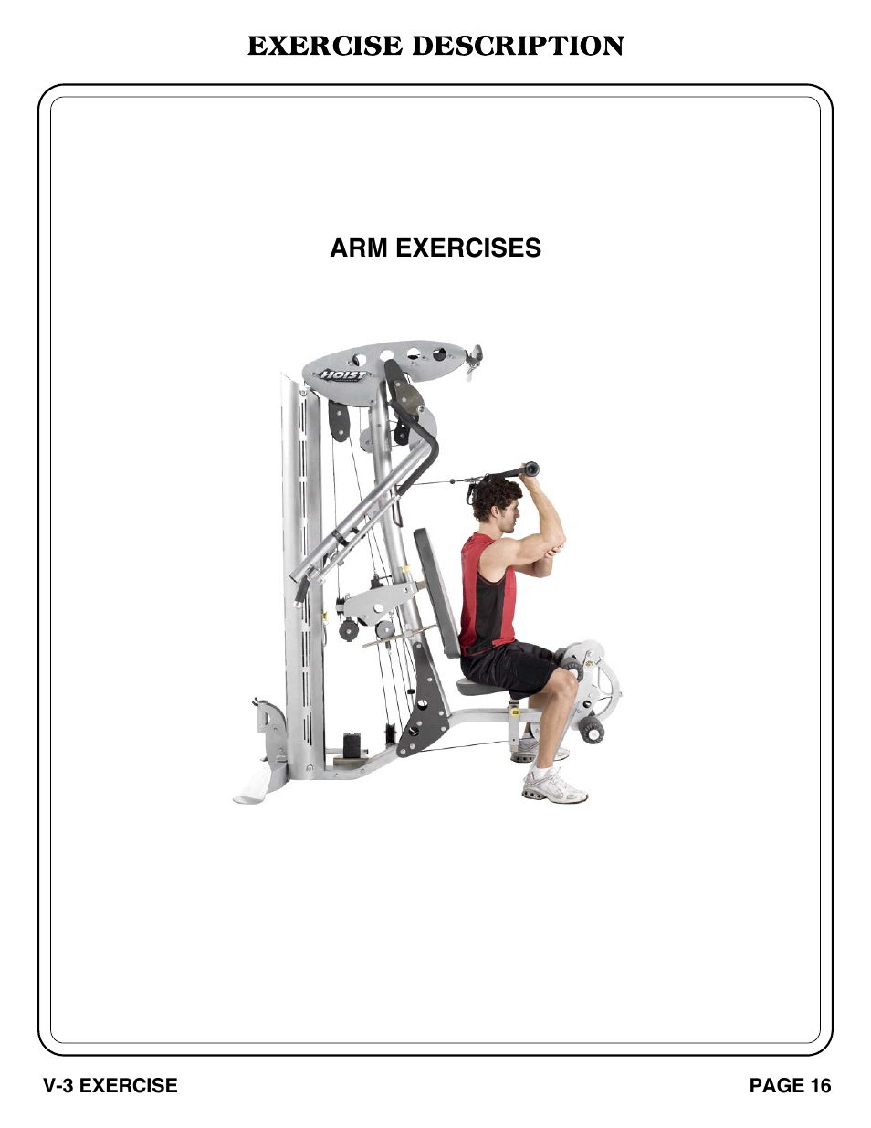 Exercise description, Arm exercises | Hoist Fitness V-3 EXERCISE User Manual | Page 17 / 27