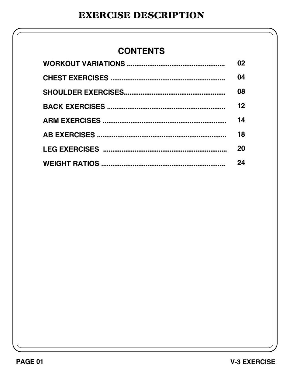 Hoist Fitness V-3 EXERCISE User Manual | Page 2 / 27