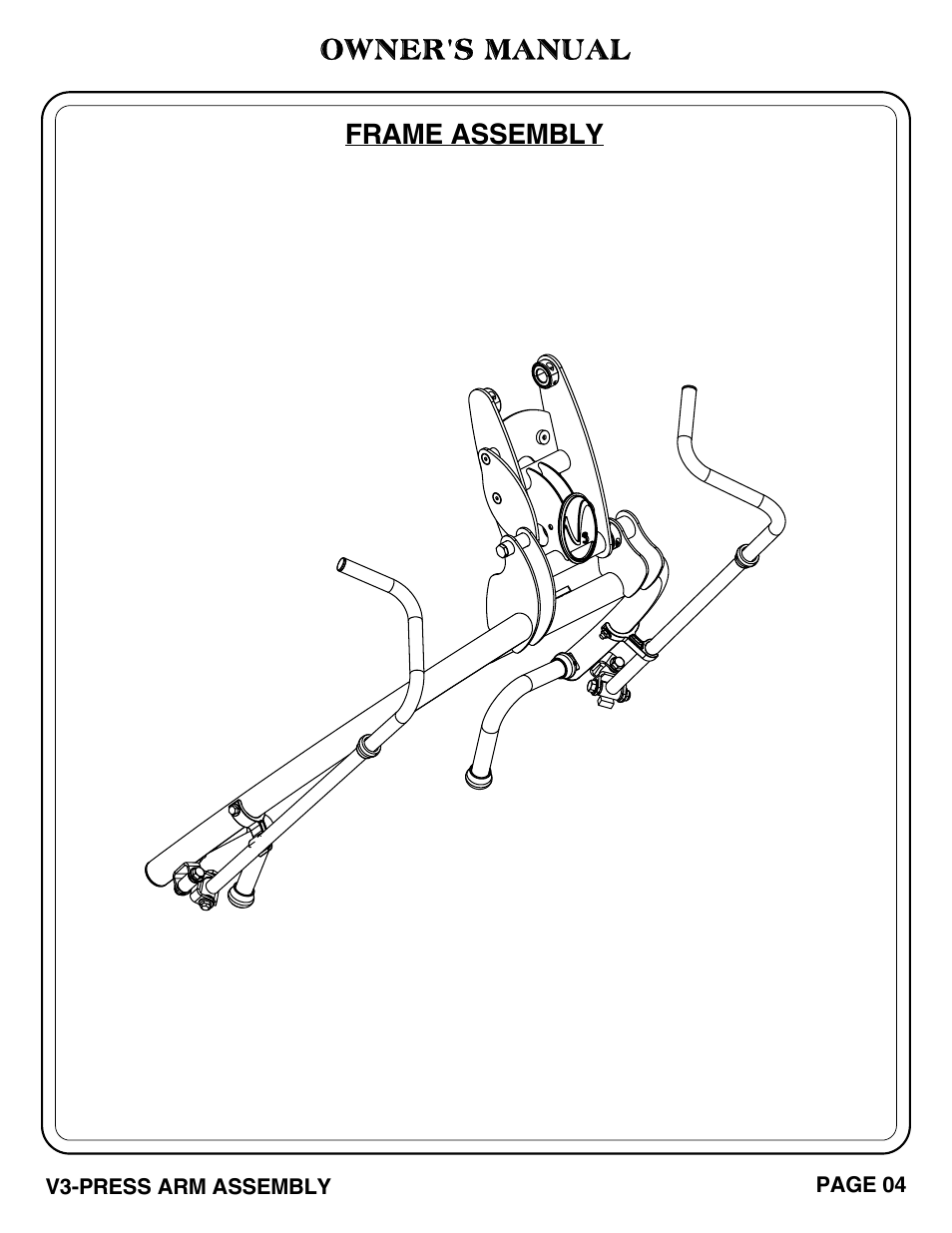 Owner's manual, Frame assembly | Hoist Fitness V3-PRESS ARM User Manual | Page 5 / 29