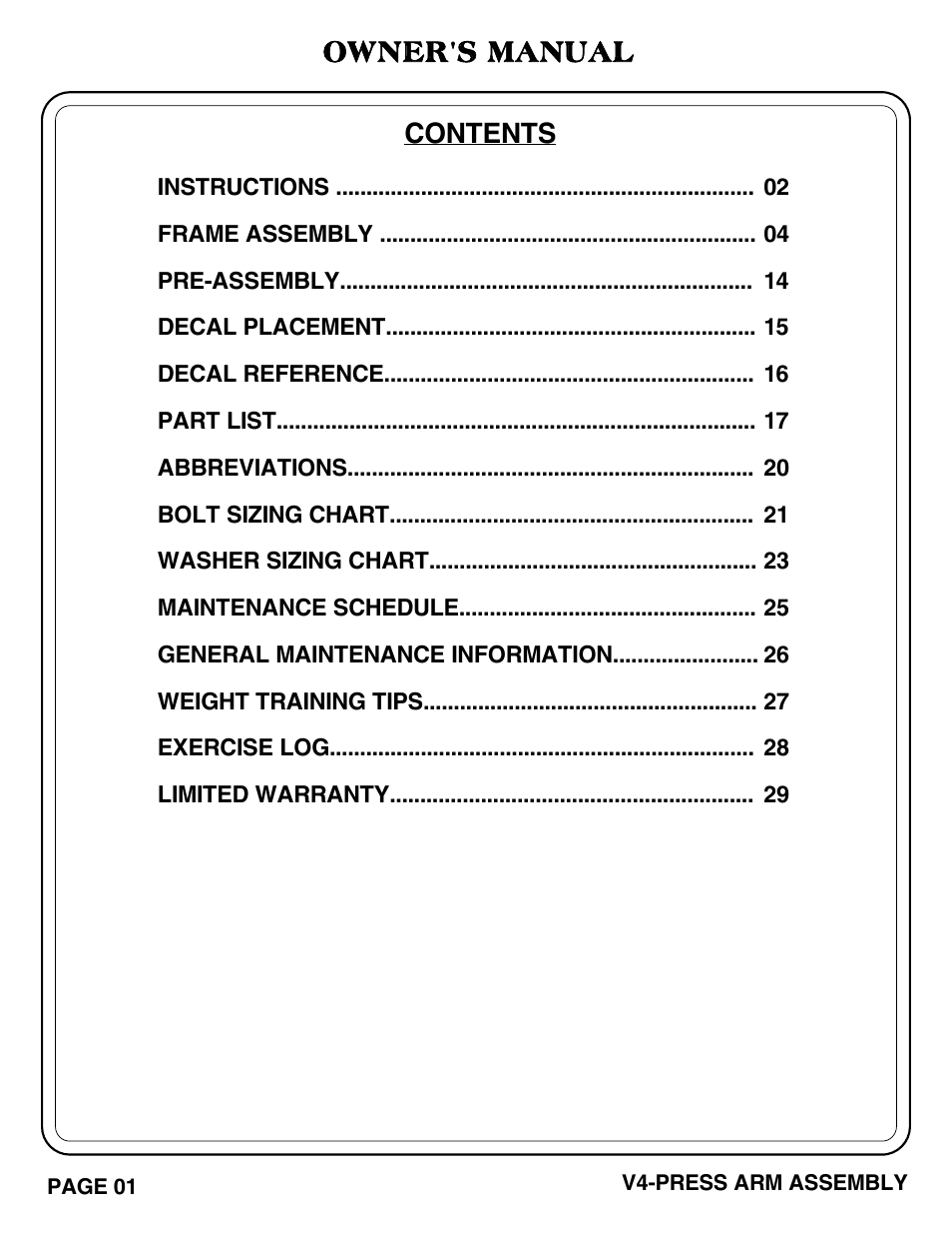 Hoist Fitness V4-PRESS ARM User Manual | Page 2 / 30