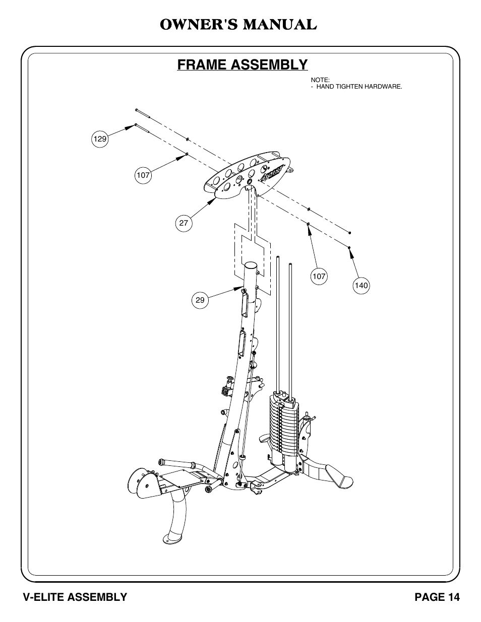 Frame assembly owner's manual | Hoist Fitness V-ELITE User Manual | Page 15 / 84