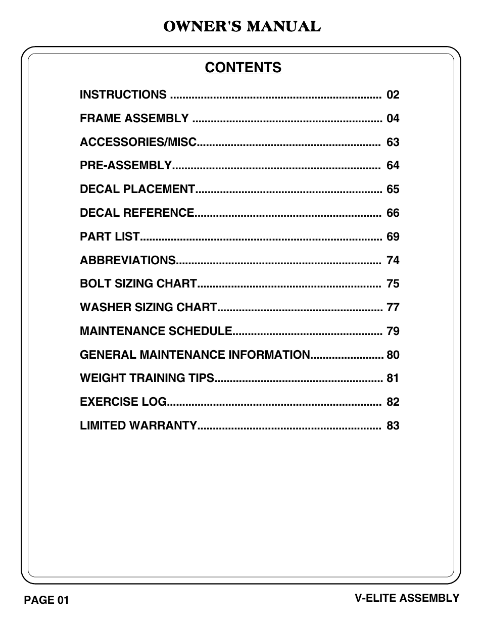 Hoist Fitness V-ELITE User Manual | Page 2 / 84