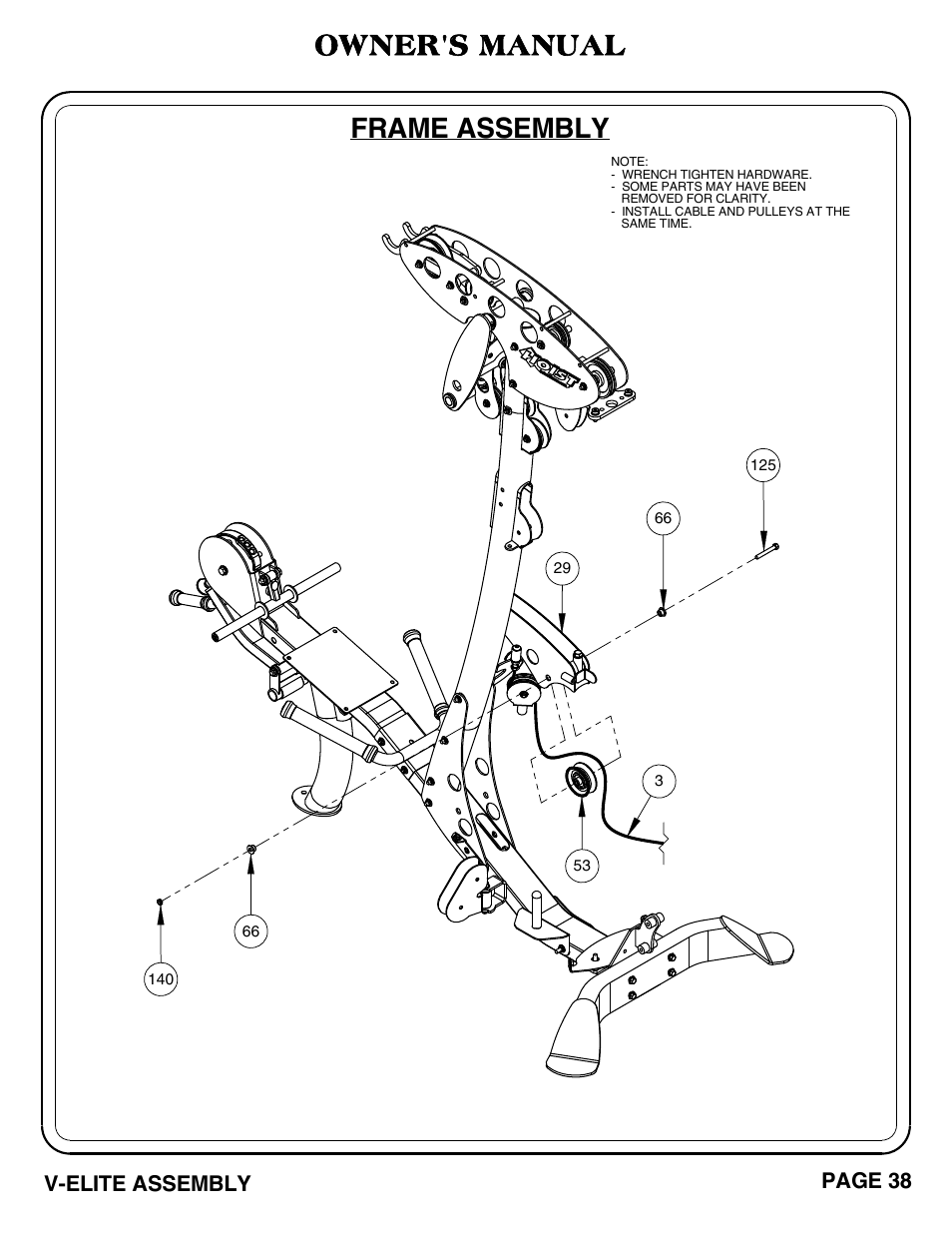 Frame assembly, Owner's manual | Hoist Fitness V-ELITE User Manual | Page 39 / 84