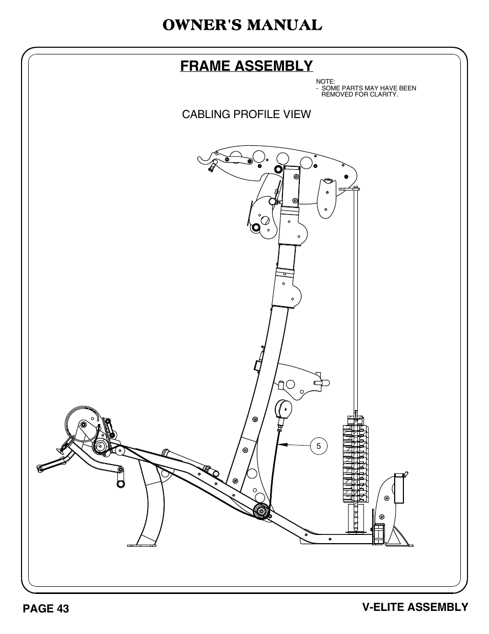 Frame assembly, Owner's manual | Hoist Fitness V-ELITE User Manual | Page 44 / 84