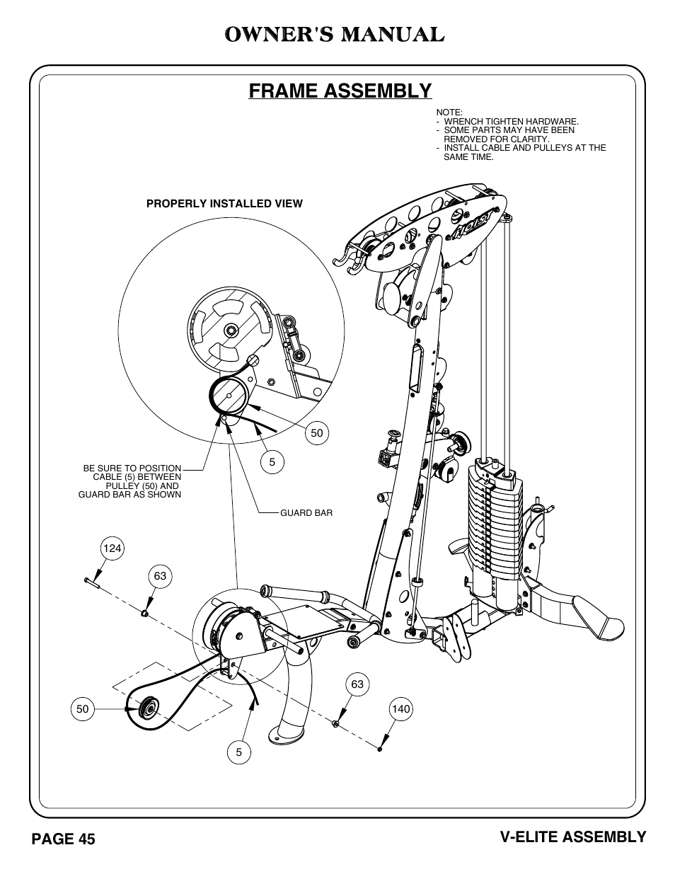 Frame assembly owner's manual, Page 45 v-elite assembly | Hoist Fitness V-ELITE User Manual | Page 46 / 84