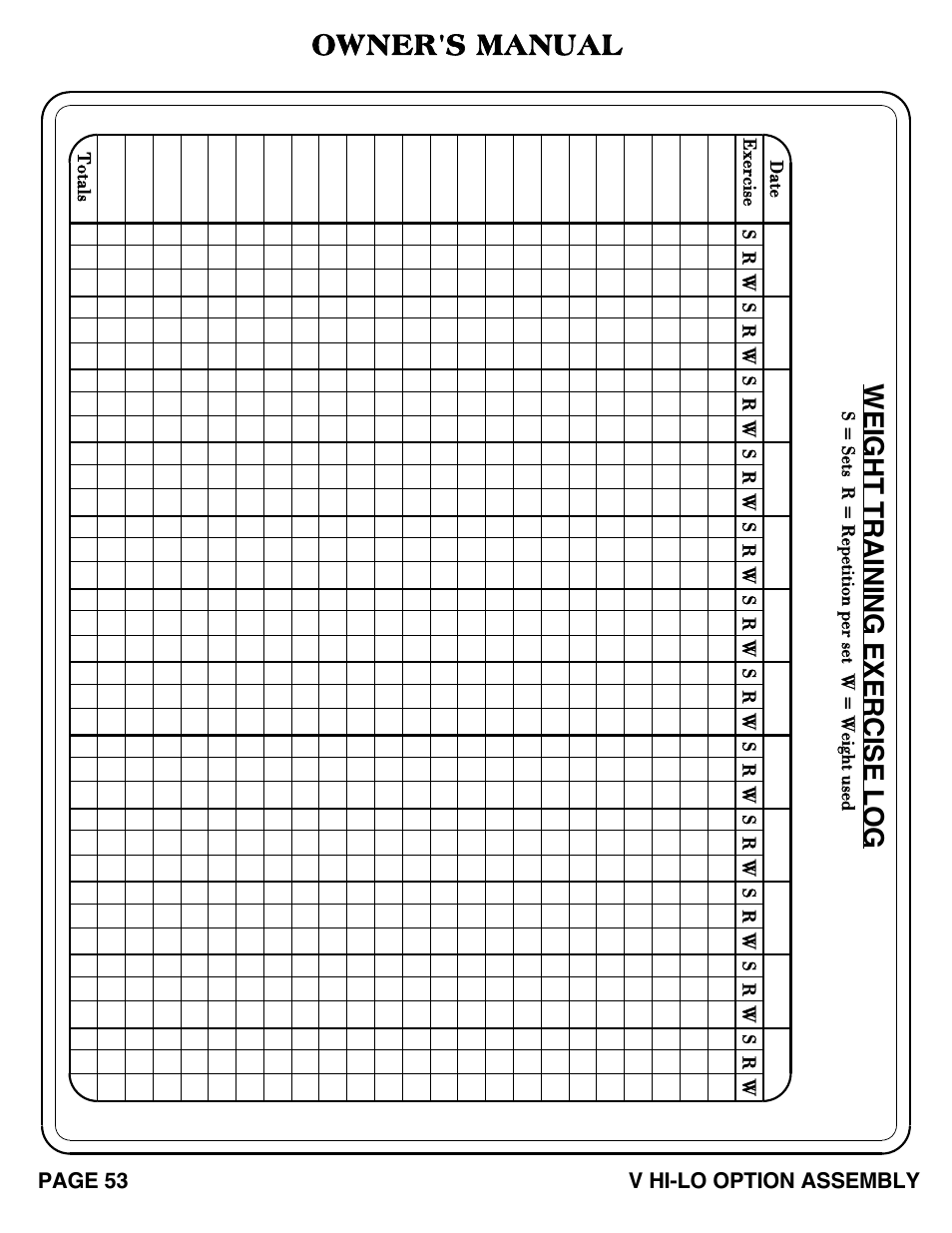 Owner's manual | Hoist Fitness V HI-LO User Manual | Page 54 / 55