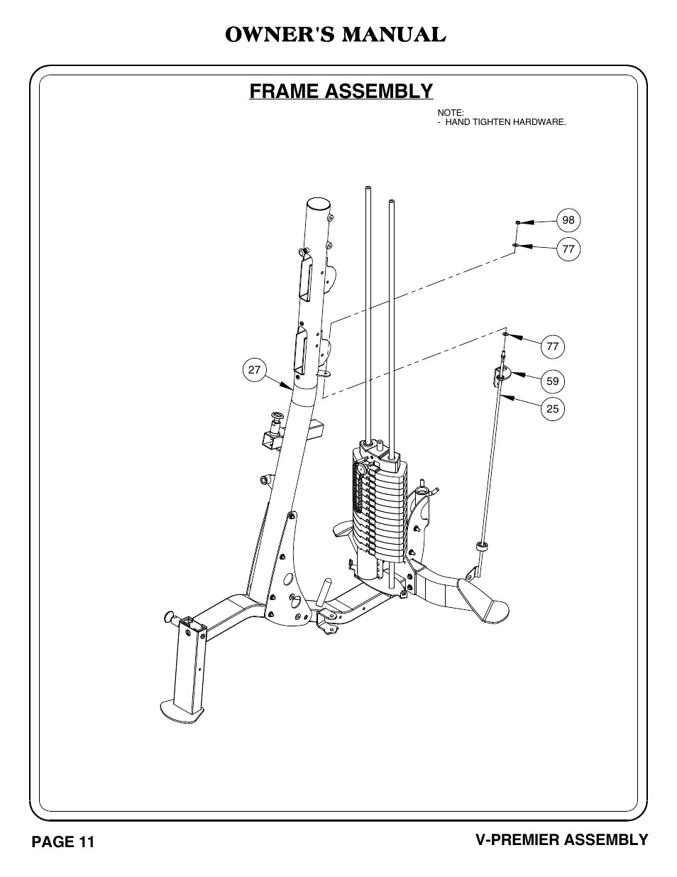 Frame assembly owner's manual | Hoist Fitness V-PREMIER User Manual | Page 12 / 73