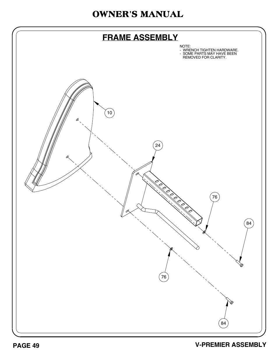 Frame assembly owner's manual | Hoist Fitness V-PREMIER User Manual | Page 50 / 73