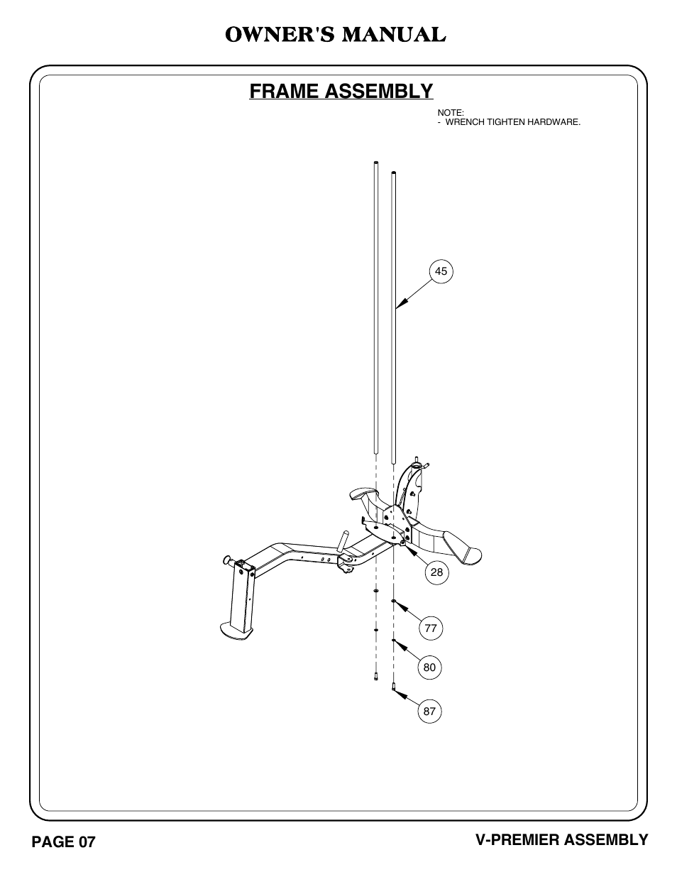 Frame assembly owner's manual | Hoist Fitness V-PREMIER User Manual | Page 8 / 73