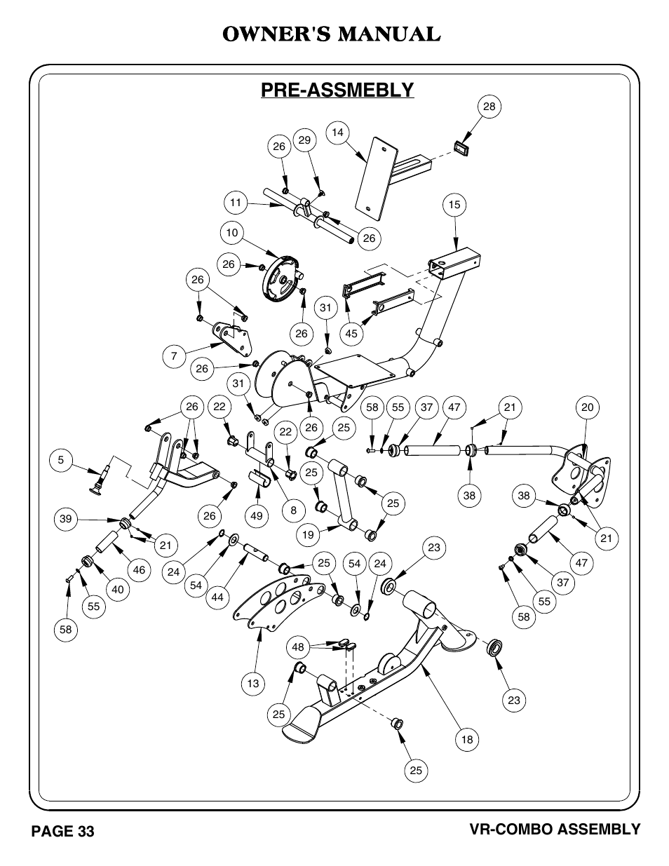 Pre-assmebly owner's manual, Page 33 vr-combo assembly | Hoist Fitness VR-COMBO User Manual | Page 34 / 51