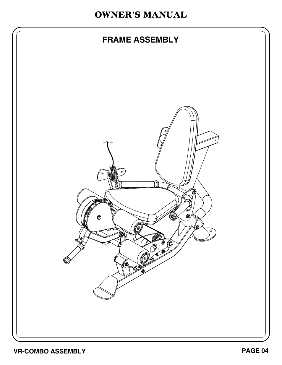 Owner's manual, Frame assembly | Hoist Fitness VR-COMBO User Manual | Page 5 / 51