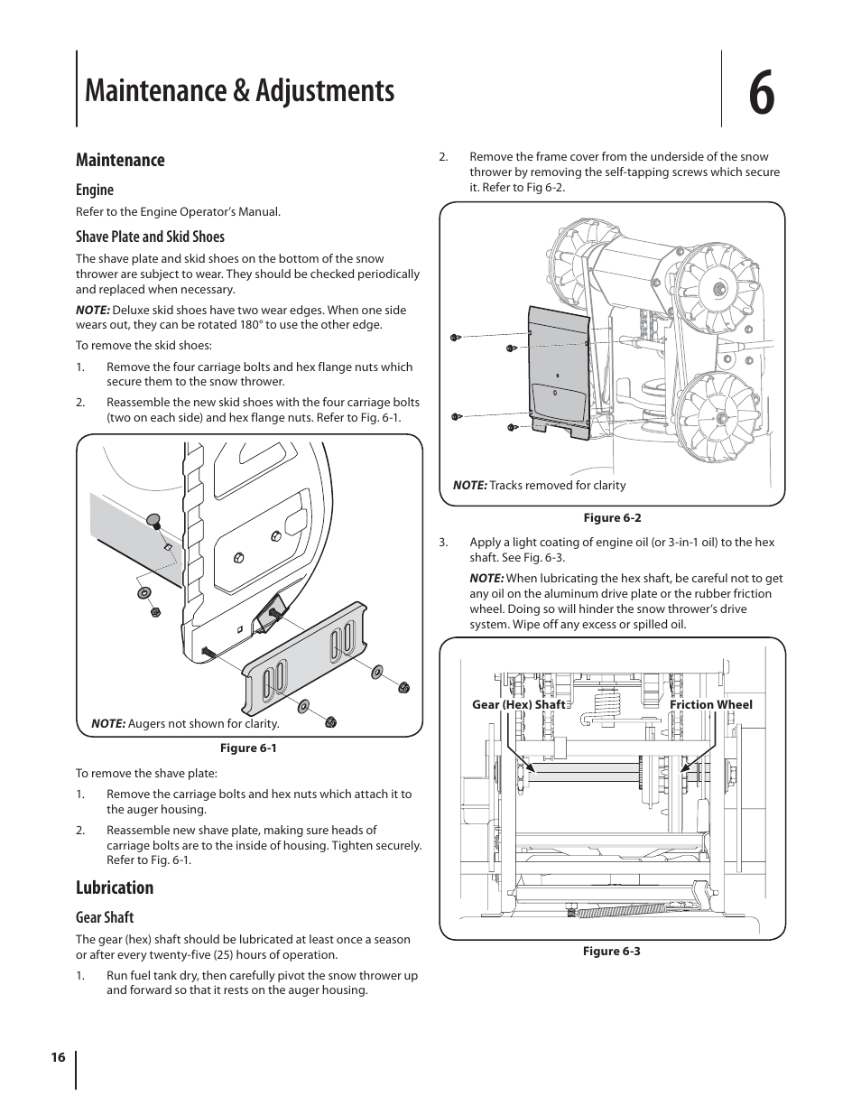 Maintenance & adjustments, Maintenance, Lubrication | Cub Cadet 726 TDE User Manual | Page 16 / 28